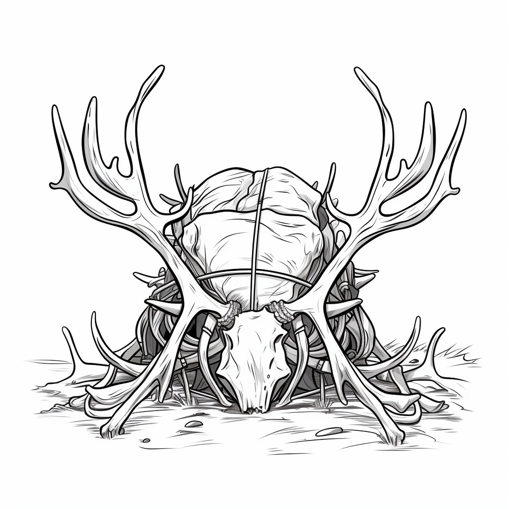 Line art of elk antlers on hunting pack