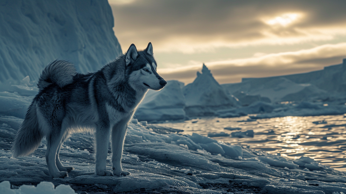 Husky Walking Antarctica HDR High Resolution IMAX Laser