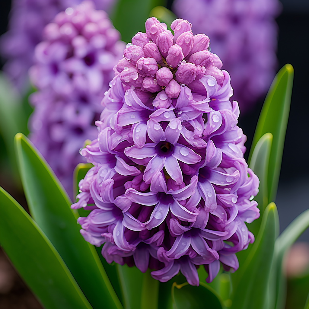 Colorful hyacinth flowers in raw style