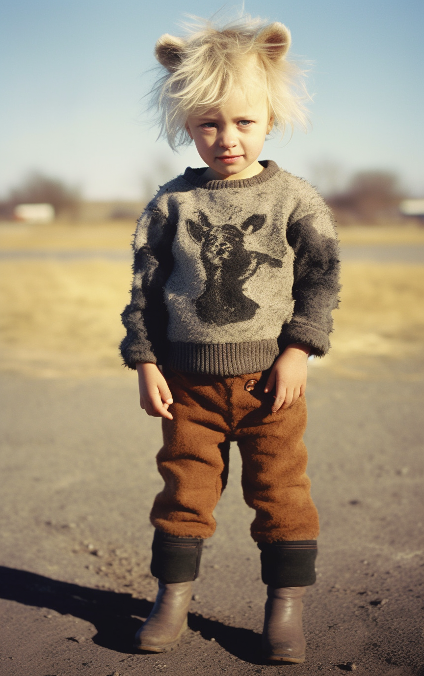 Half human half hyena hybrid toddler girl