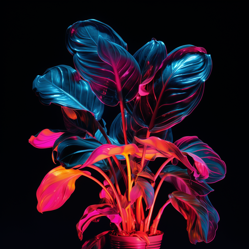 Hybrid Android Half Plant in Neon Lights