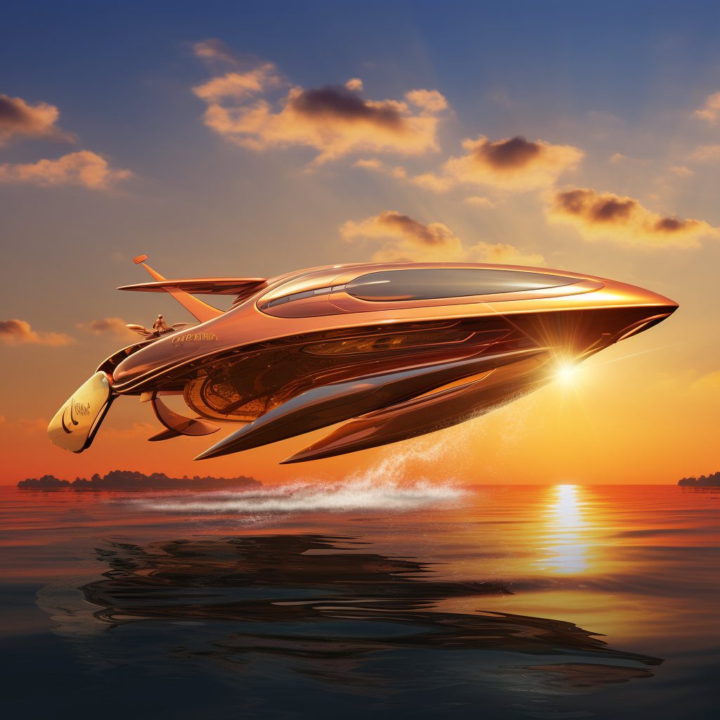 Hydrofoil Boat Floating on Water Design