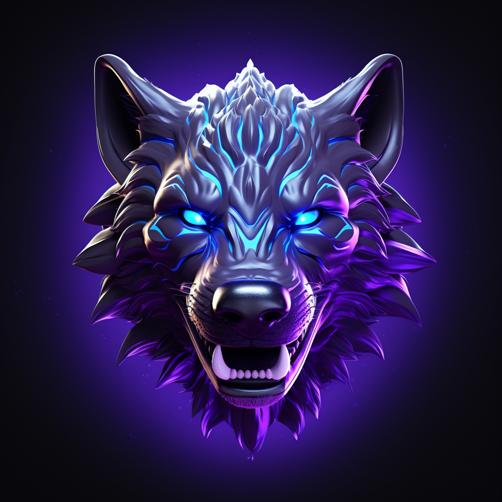 Glowing purple and blue Hyena 3D Icon