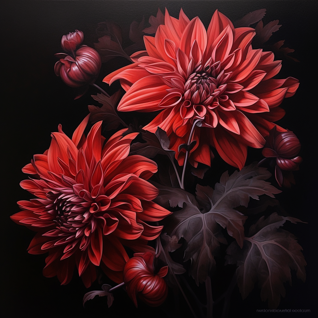 Hyper Realism Dark Colored Mums