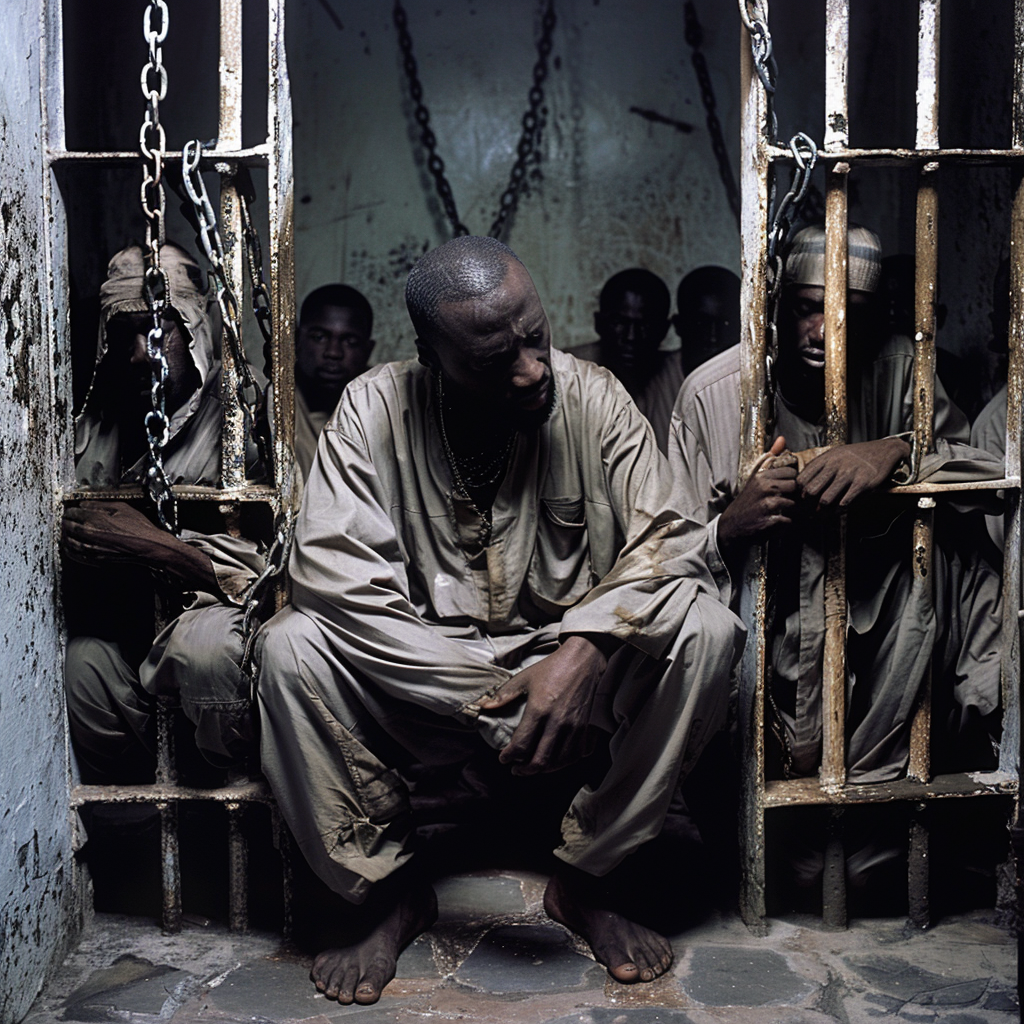 African Muslims in prison cells