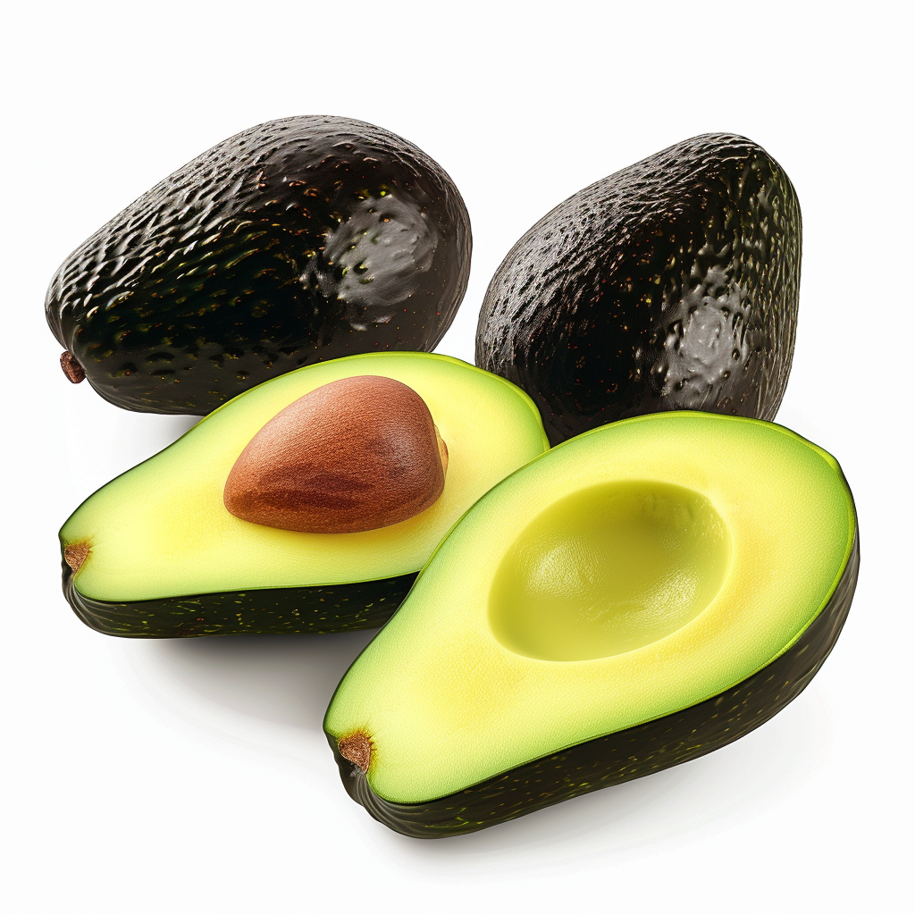 Hyper Realistic Avocados on White Background