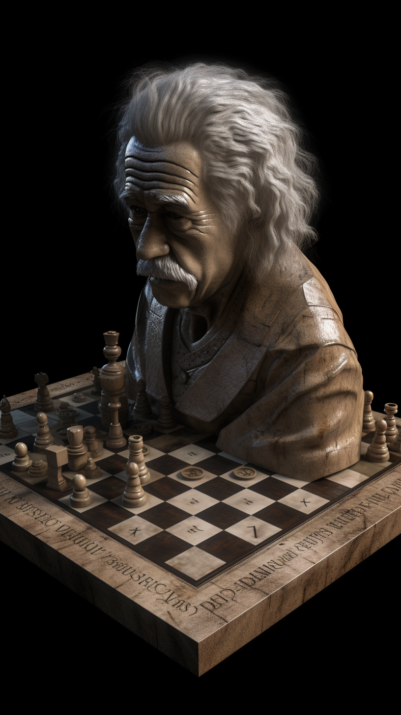 Hyper-realistic Einstein playing four-dimensional chess