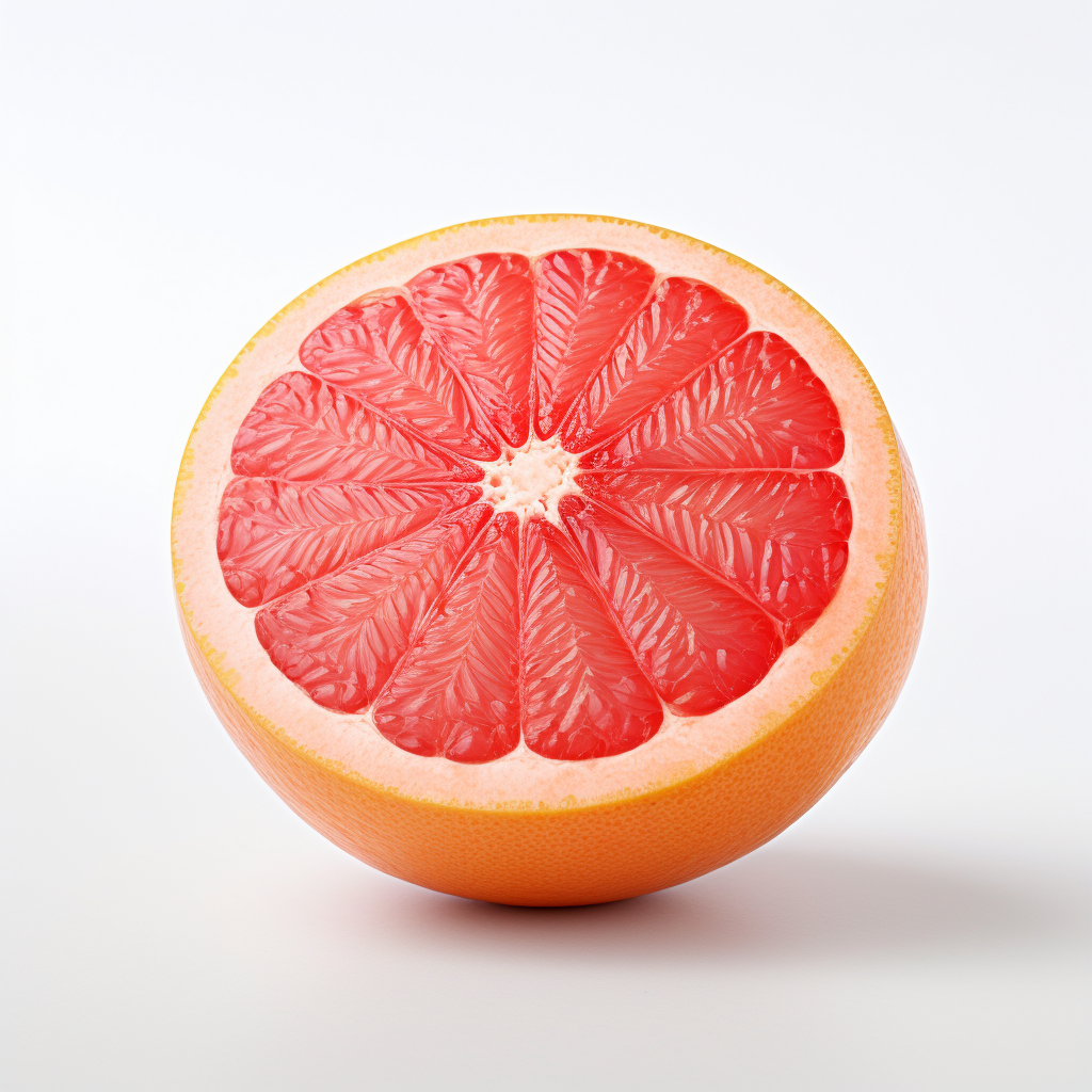 Hyper Realistic Entire Grapefruit on White Background