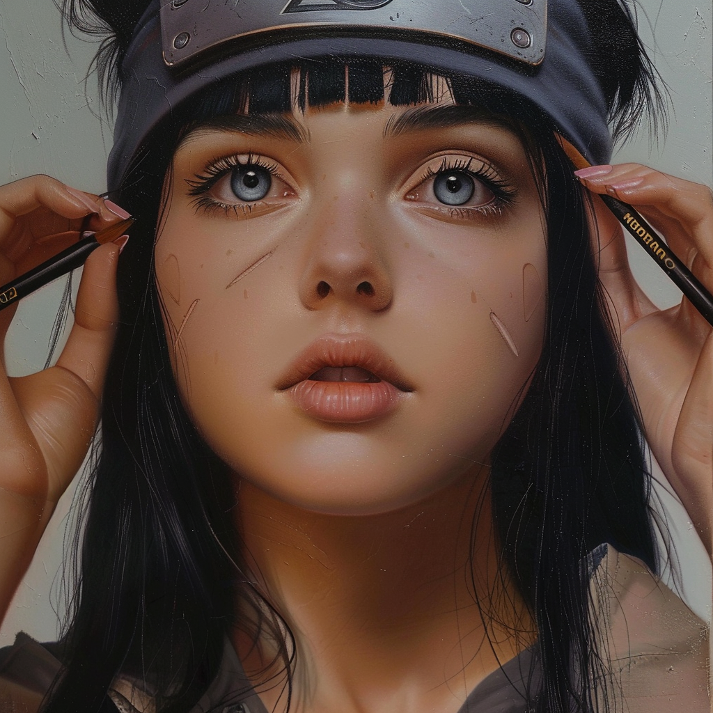 Hyper realistic Hinata portrait art