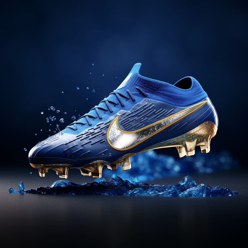 Hyper Realistic Nike Football Boots Sapphire Golden Details