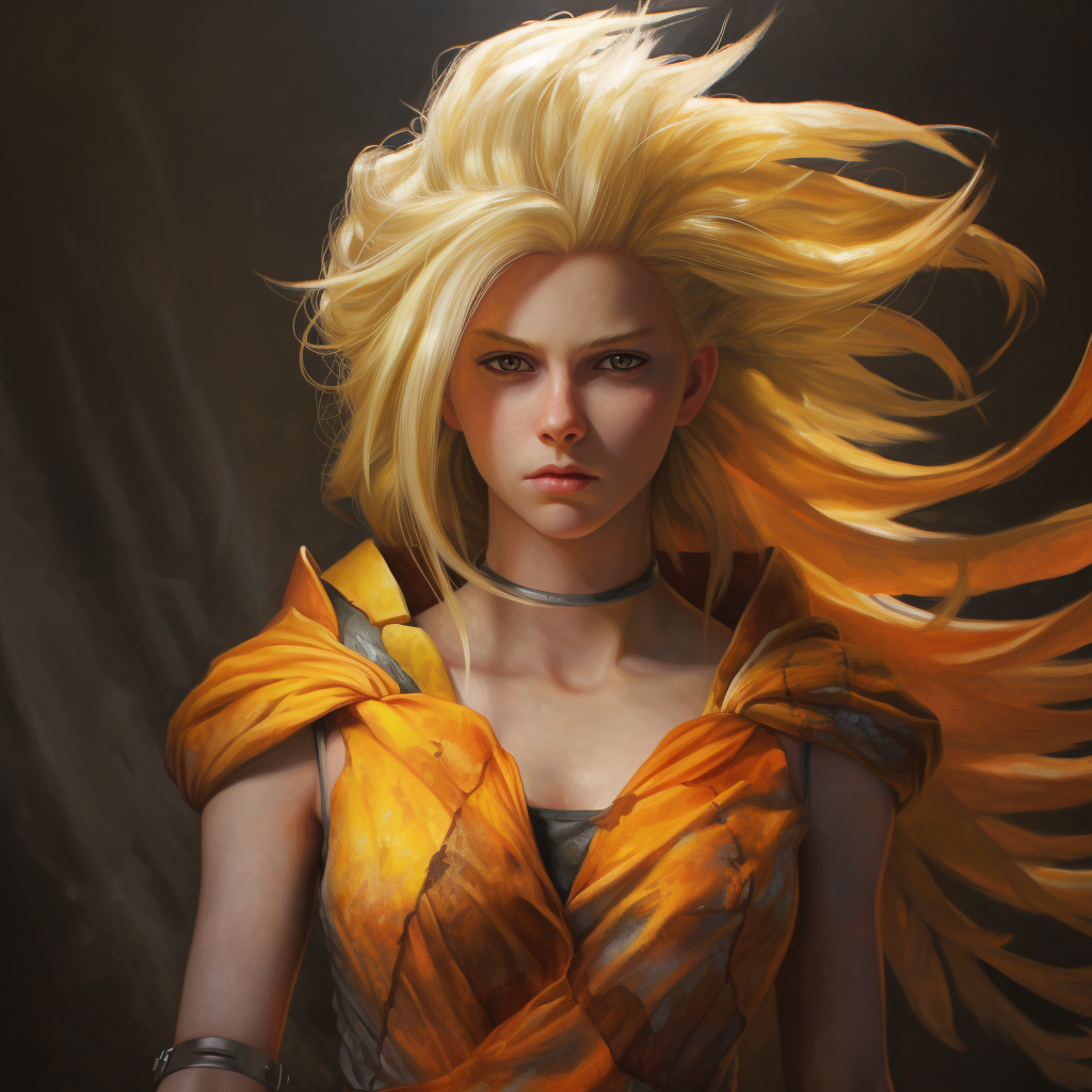 Super Saiyan girl in hyper-realistic depiction