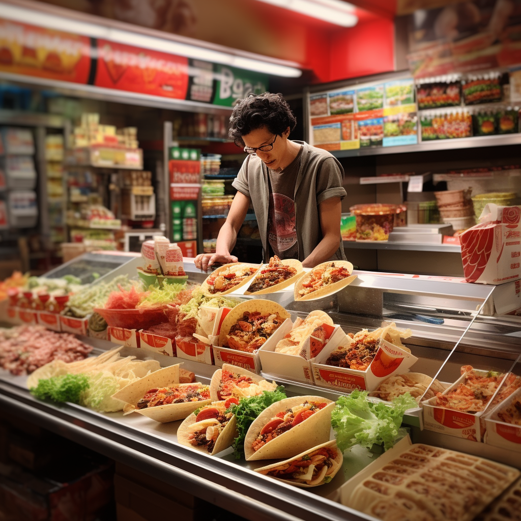 Mouthwatering Tacos in a Supermarket