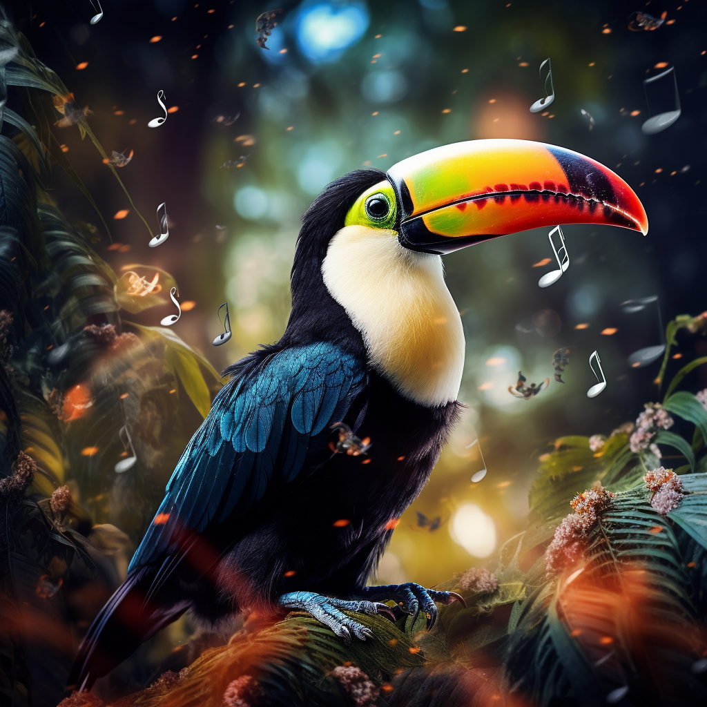 Hyper Realistic Toucan Bird with Soundwave