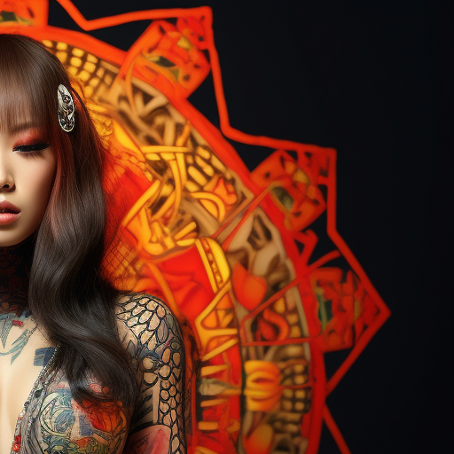 Hyperfeminine Kpop Idol with Kaleidoscopic Tattoos