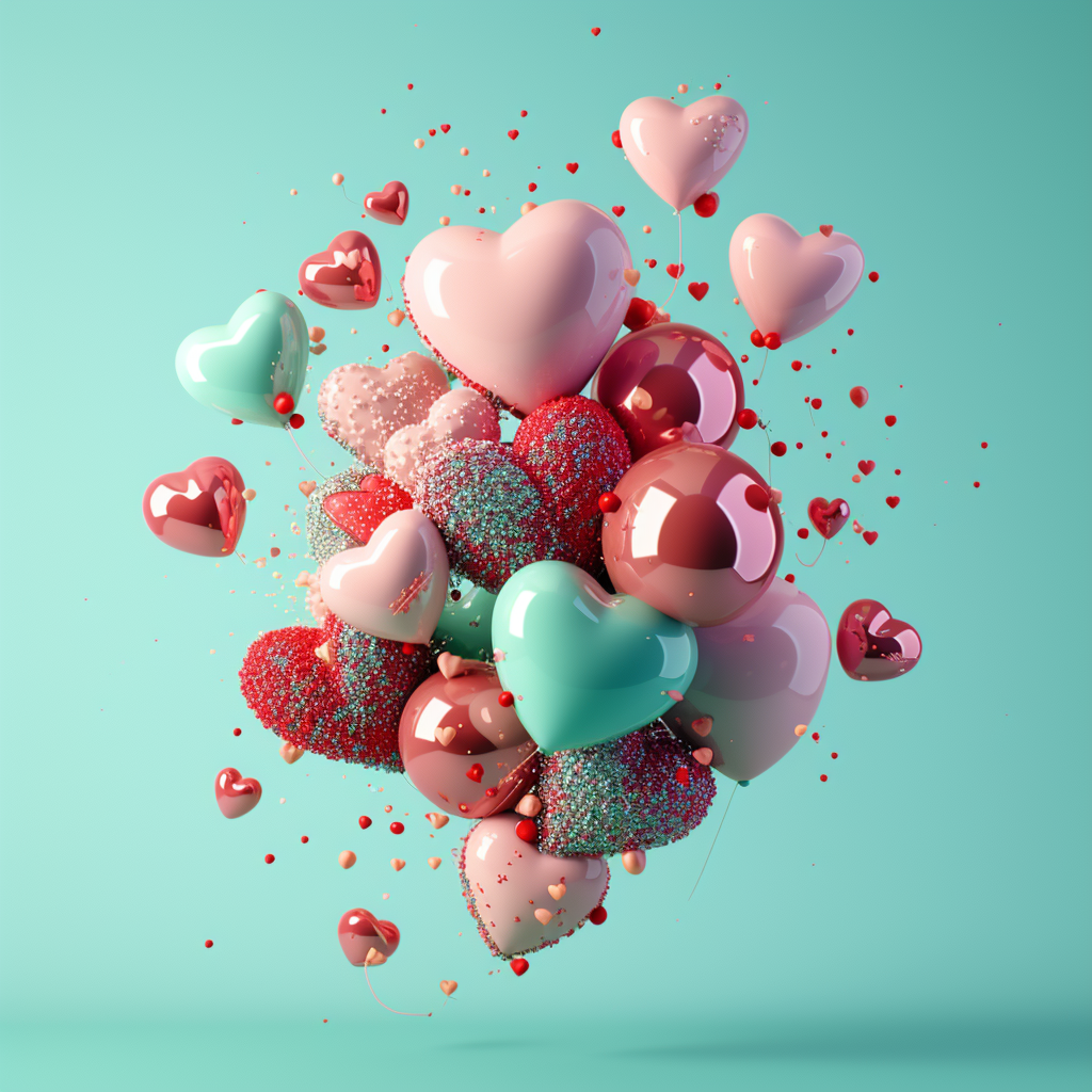 Hyperpop Valentines Celebration on Turquoise Background