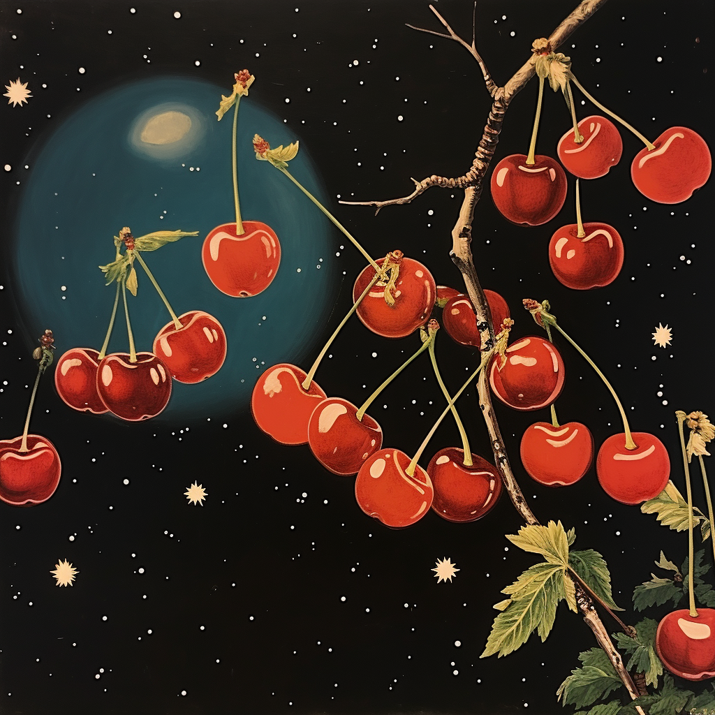 Hyperreal Collage Art with Cherries