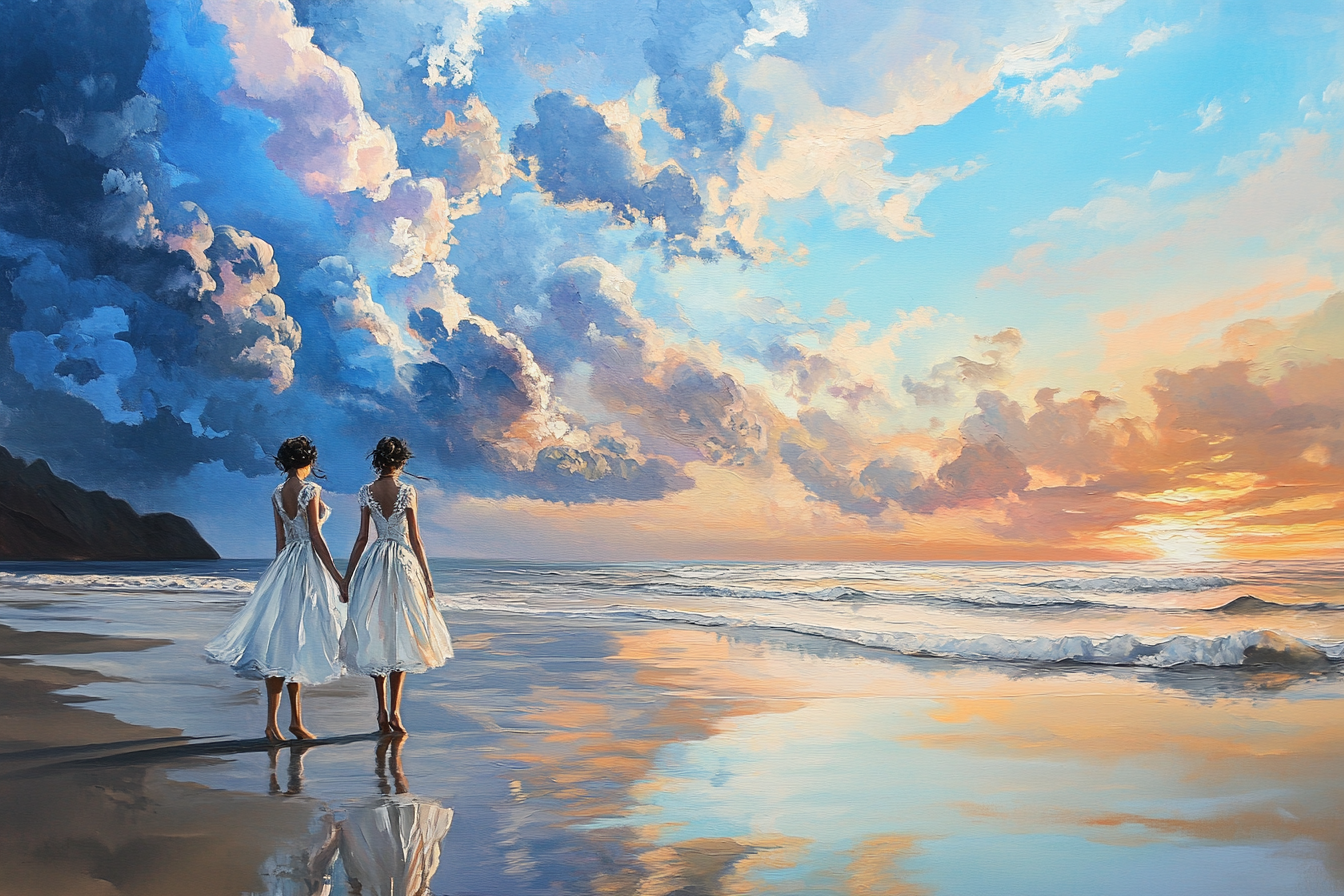 Hyperrealist Coastal Seaside Sunrise Painting