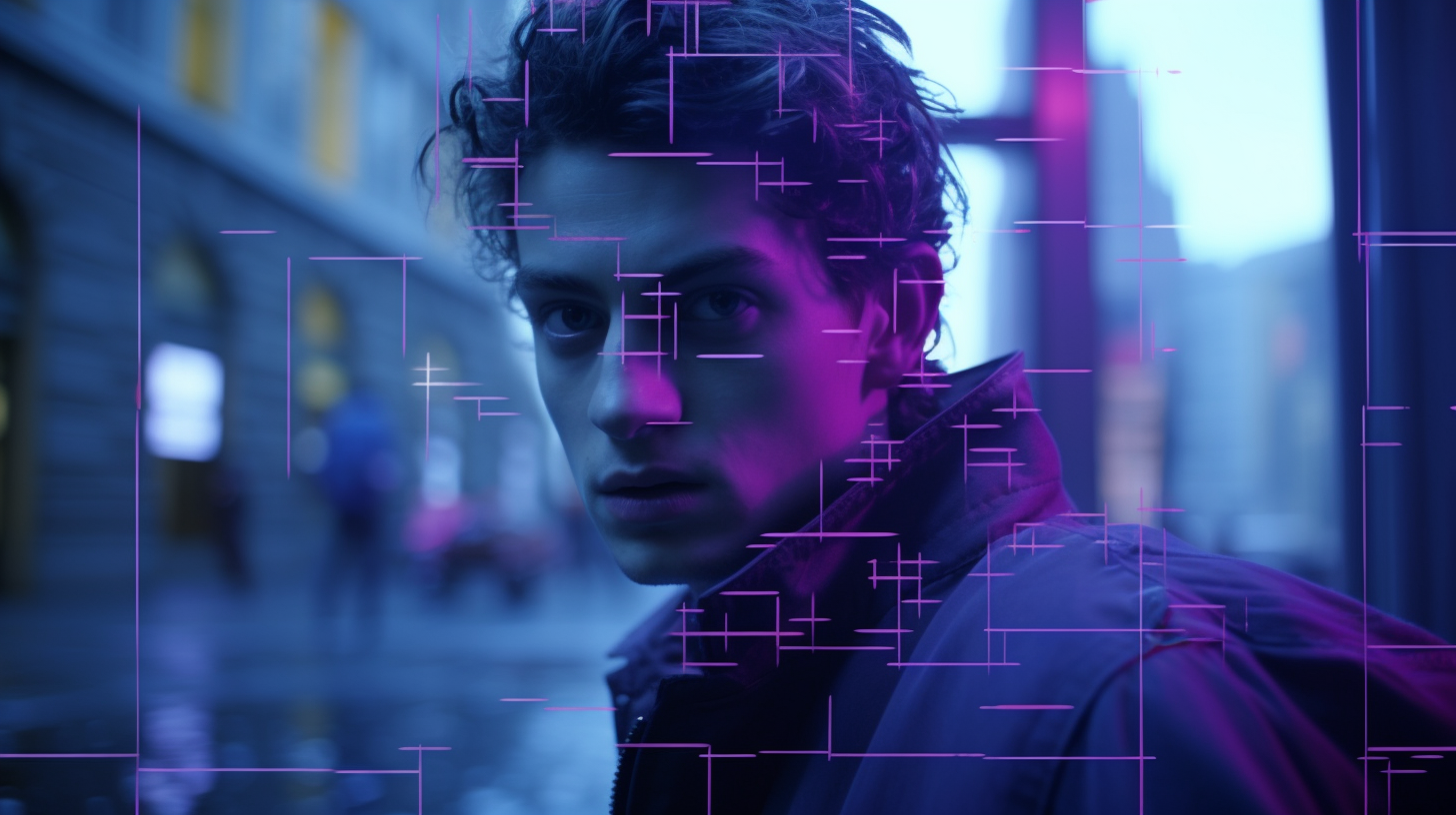 Hyper-realistic blue and purple action recognition in video