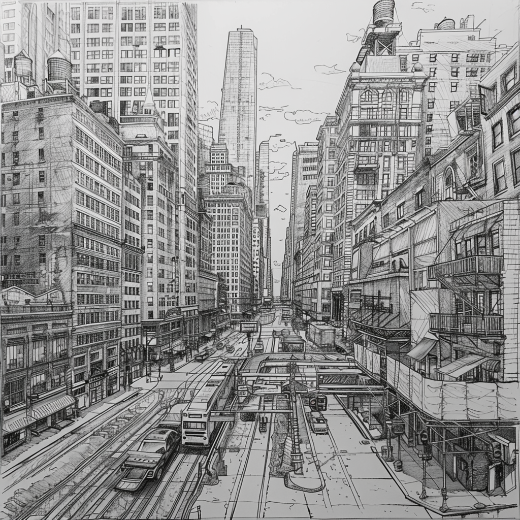 Hyperrealistic City Sketch Art