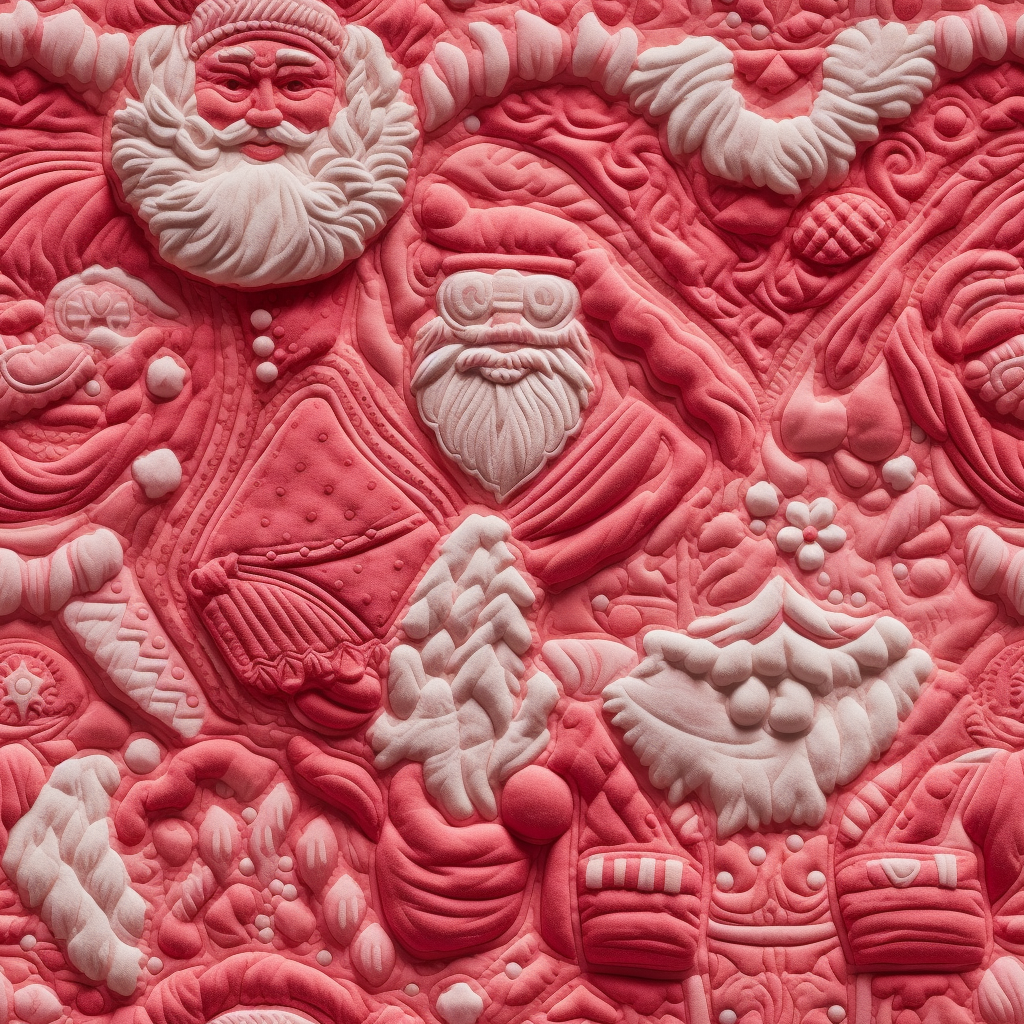 Hyperrealistic Santa Claus Fabric Artwork