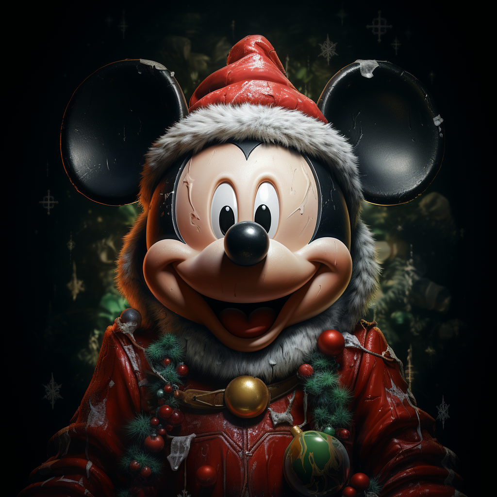 Hyperrealistic Mickey Mouse at Christmas