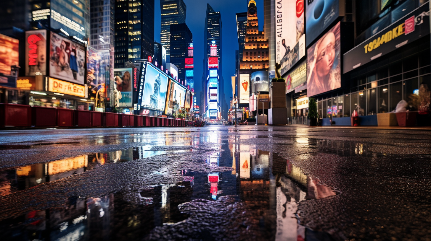 Hyperrealistic view of Times Square