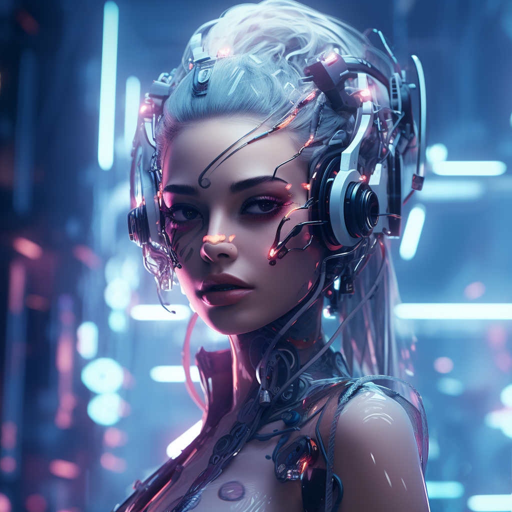 Stunning Woman in Cyberpunk Style