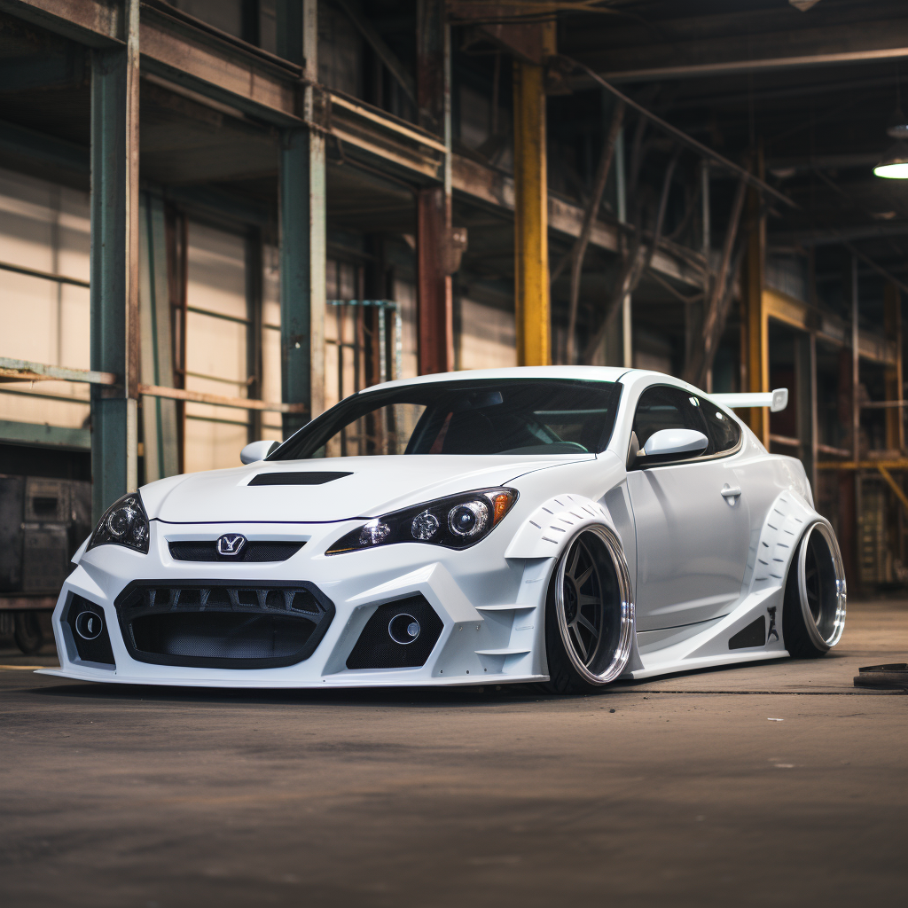 White Hyundai Tiburon with Wide Body Kit