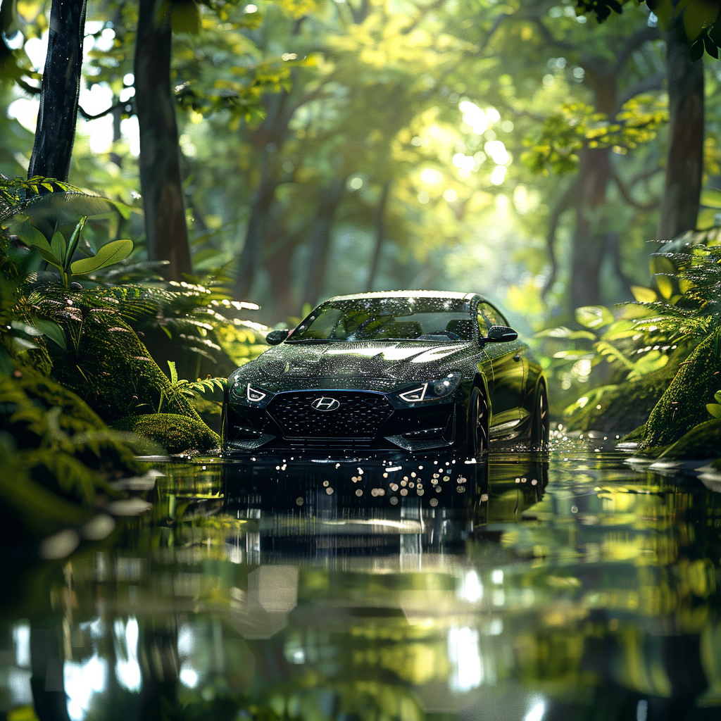 Hyundai Car in Mossy Forest