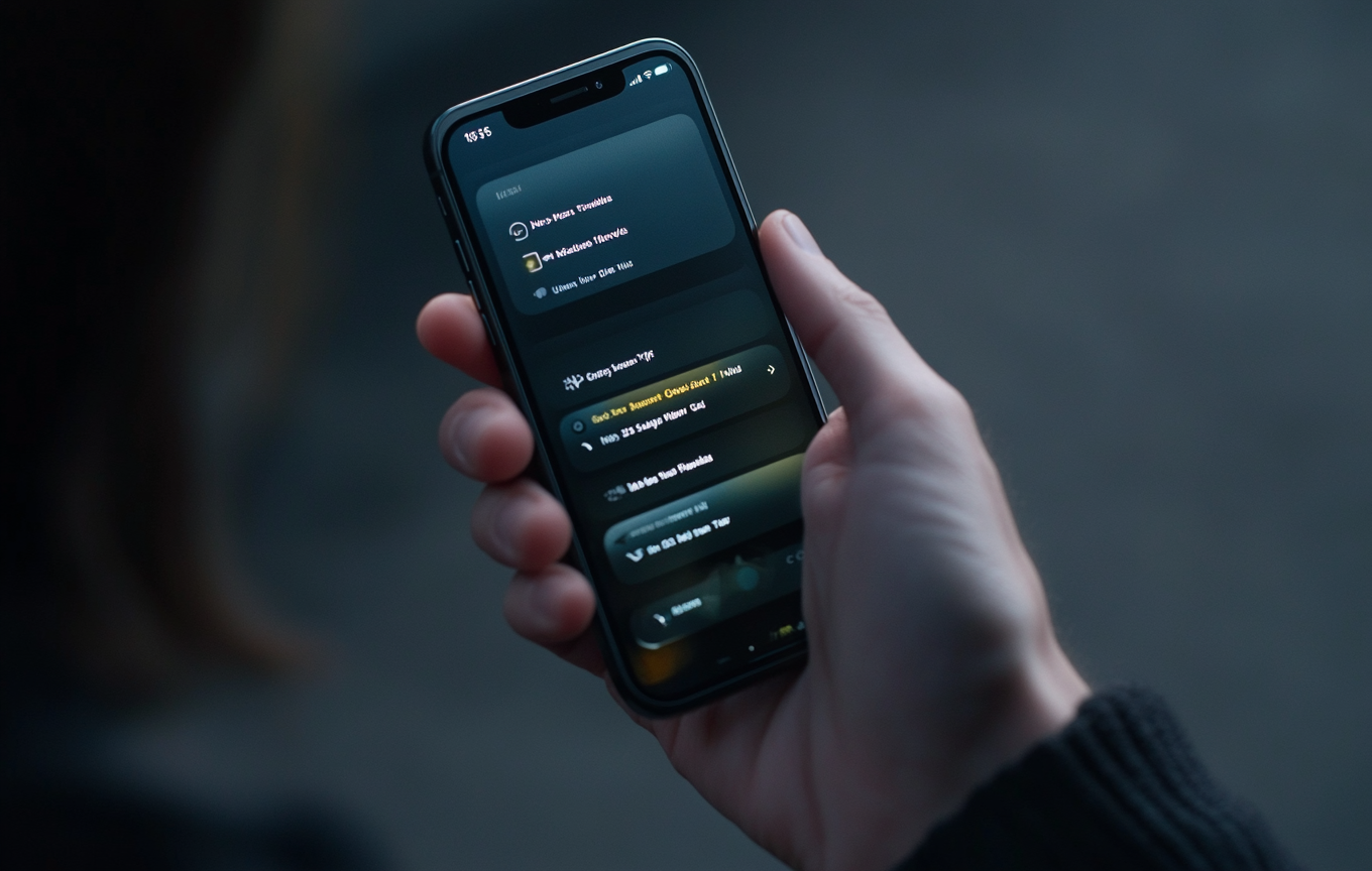 iPhone 15, dropdown element, QuickType bar, hyper realistic.