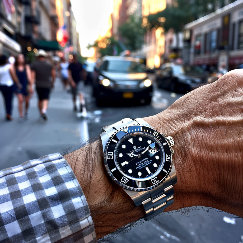 iPhone photo of tight Rolex on wrist, gangrene hand.