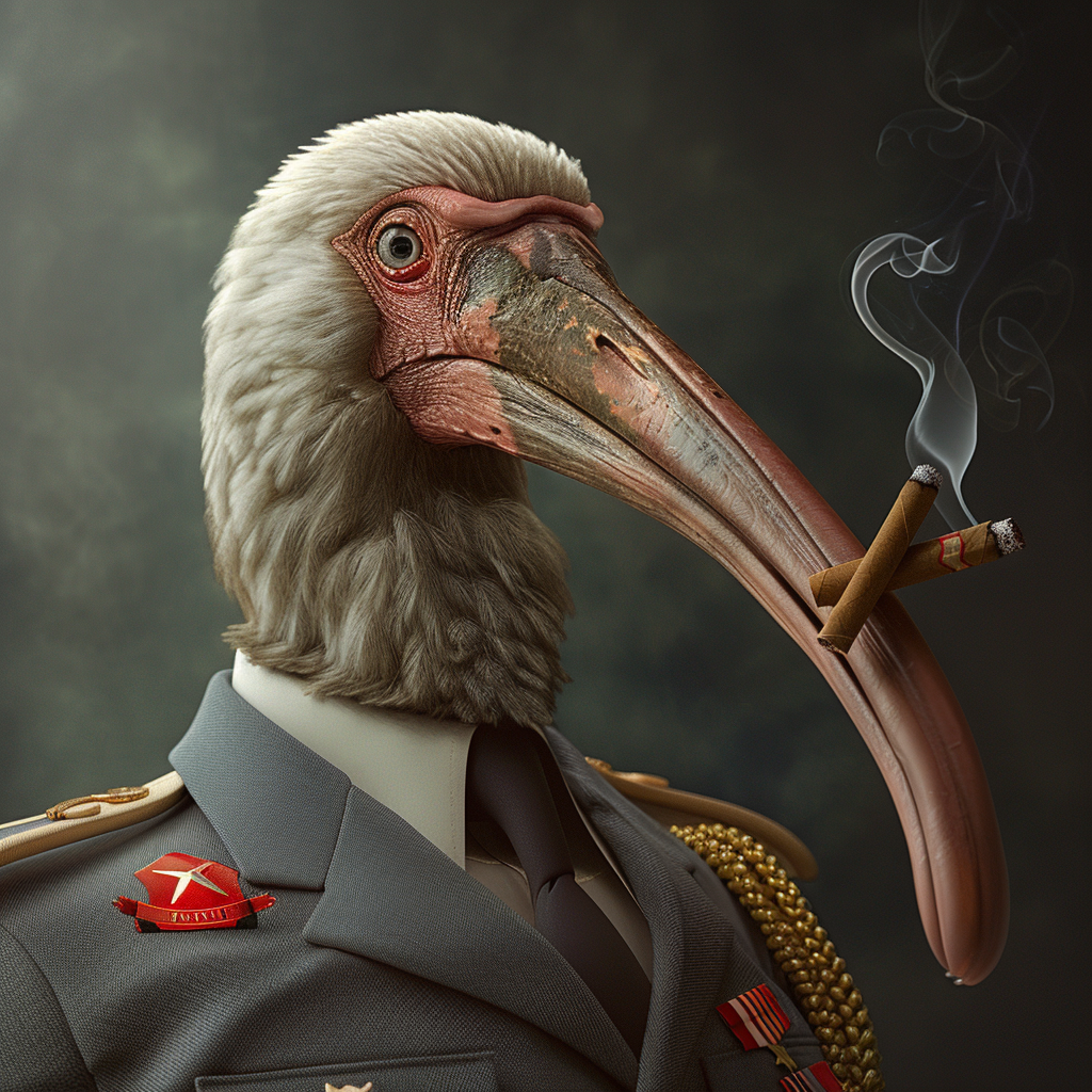 realistic ibis bird military uniform