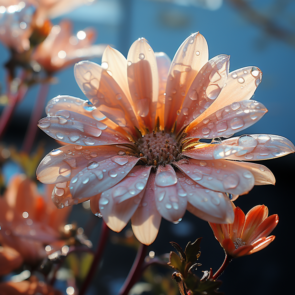 Tranquil ice blue daisy on bright background