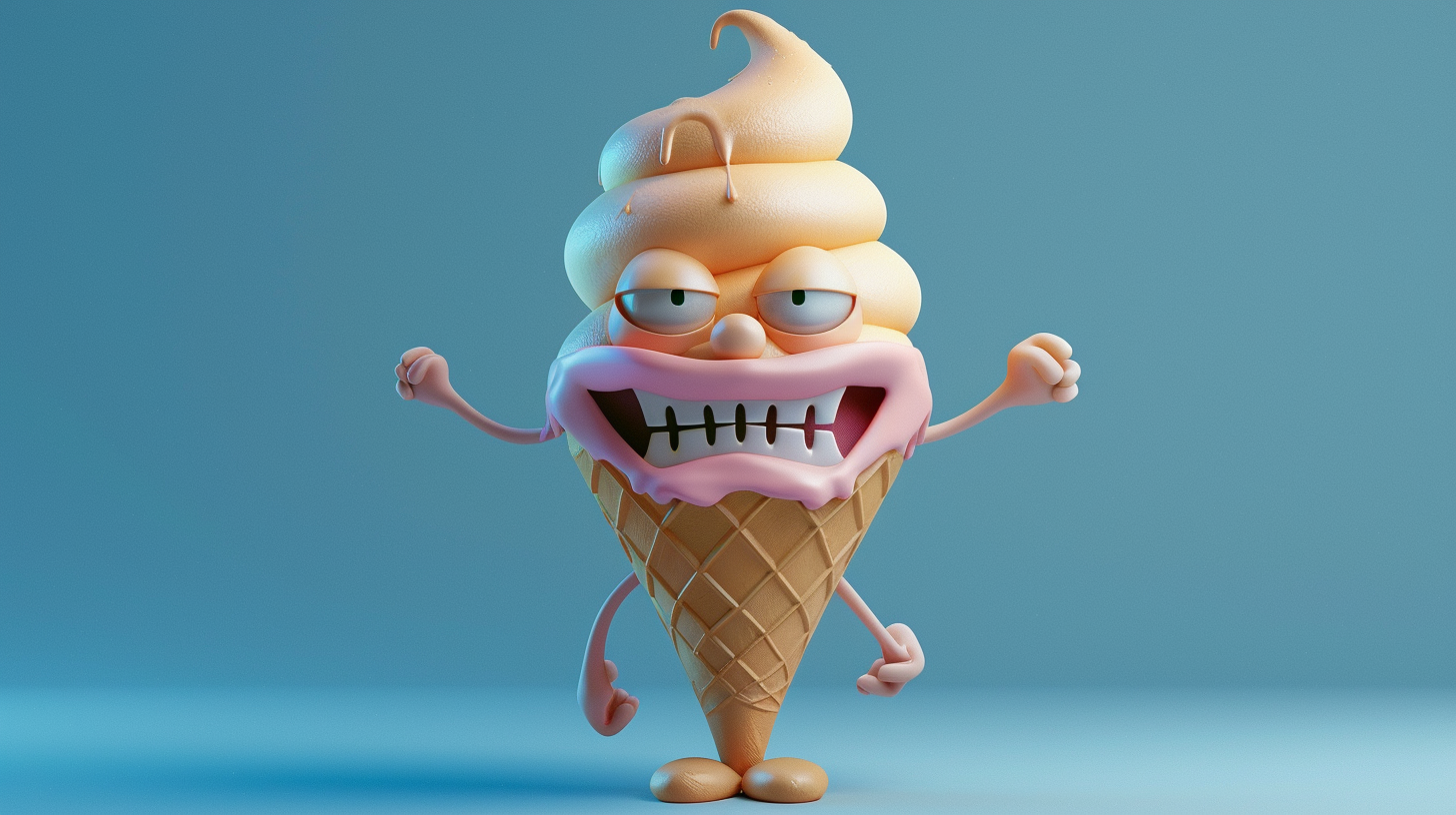 Smirky ice cream cone illustration