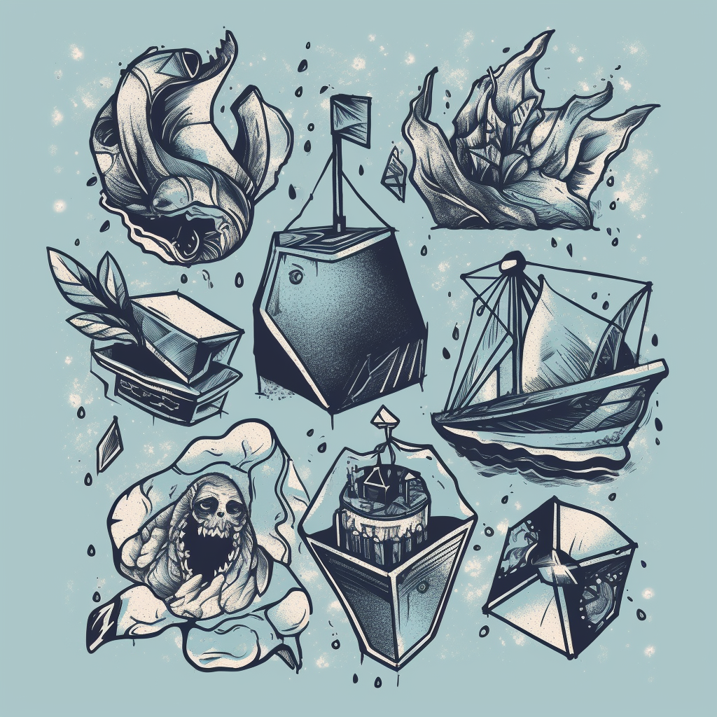 Ice cubes in nautical tattoo style