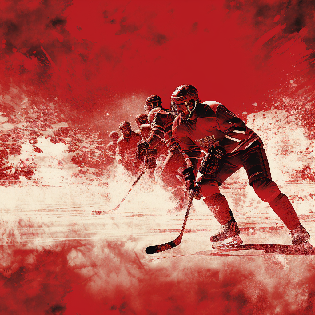 Ice Hockey Match with Red Background