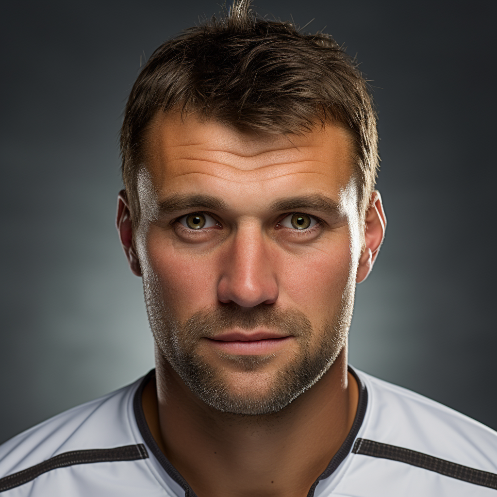 Slim male ice hockey player headshot