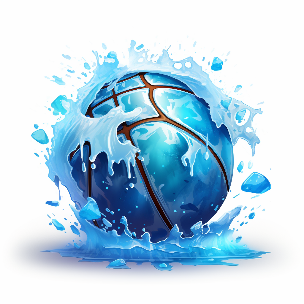 Ice-covered basketball with splats