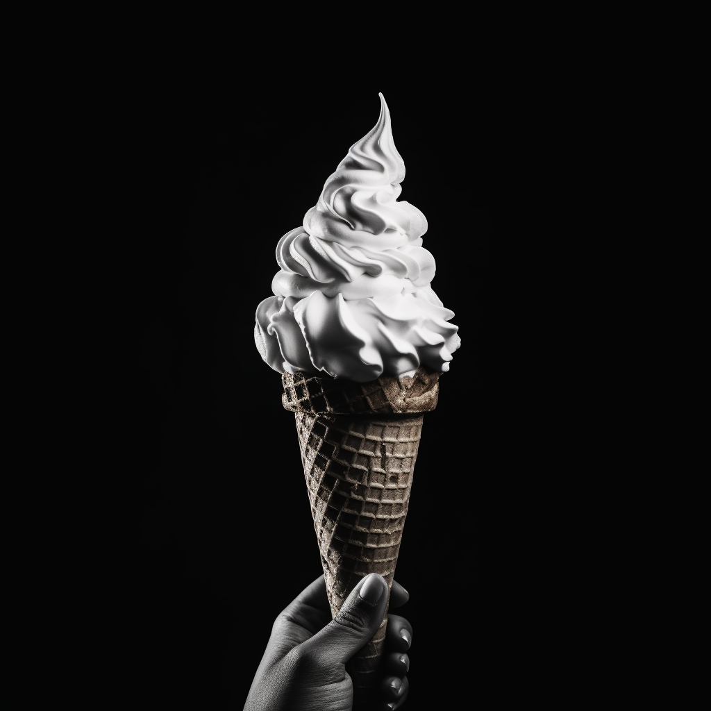 Black and white ice cream cone