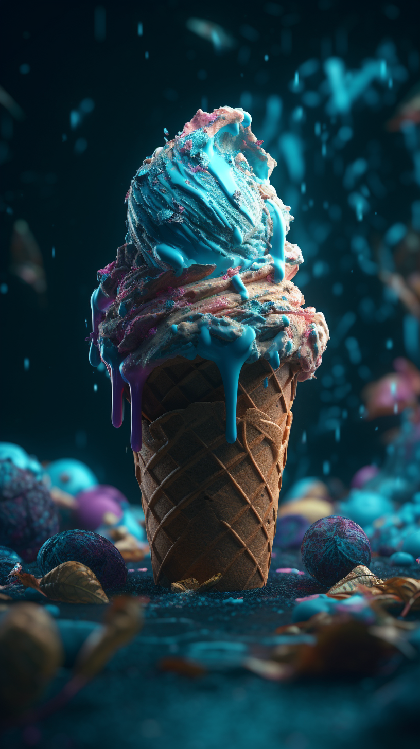 Delicious ice cream in photorealistic detail