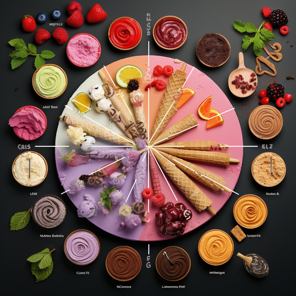 Colorful ice cream product board