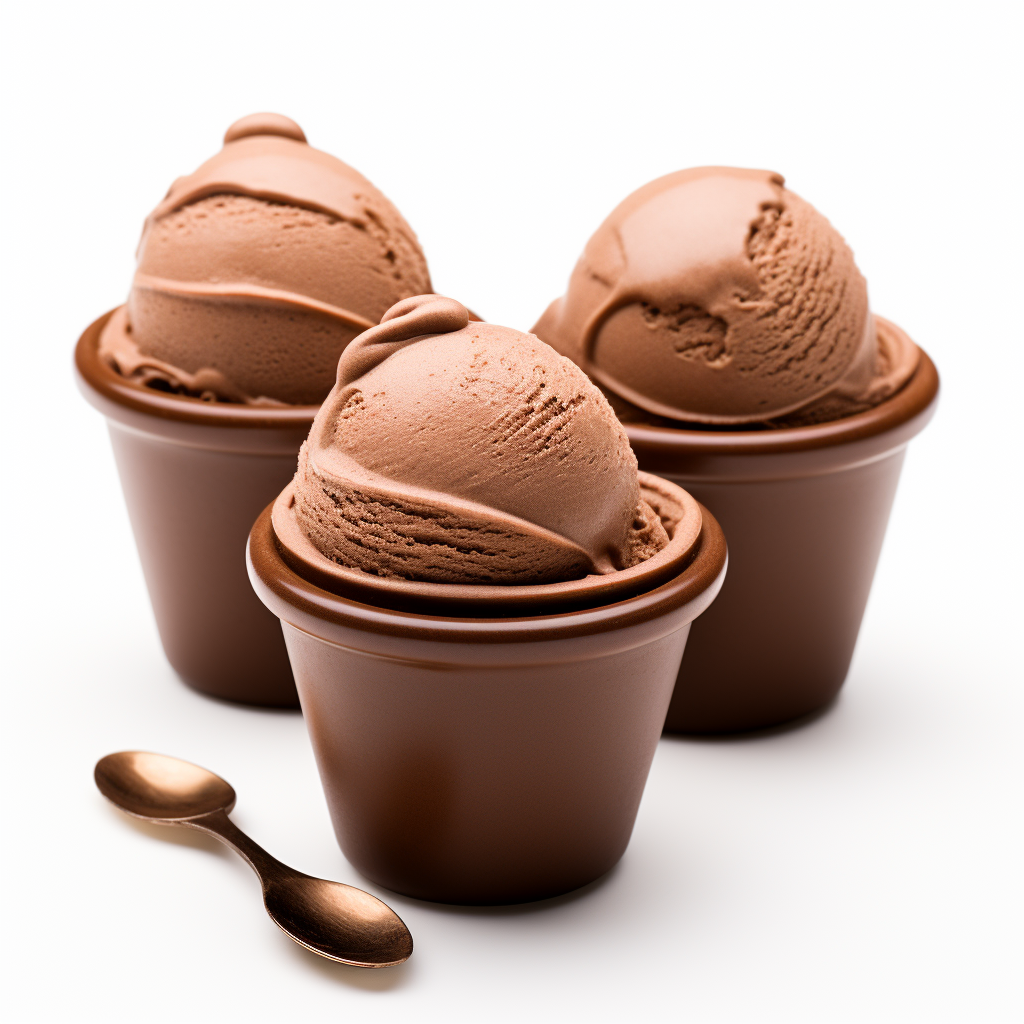 Ice cream scoop on brown cups