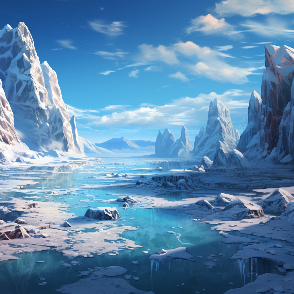 Wide-angle shot of stunning ice land