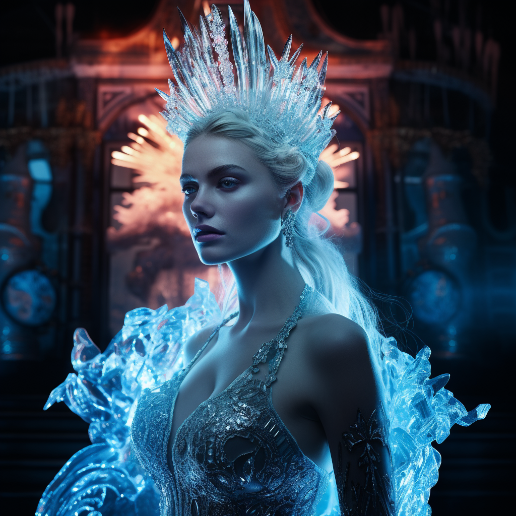 Beautiful Ice Queen in Arctic Palace