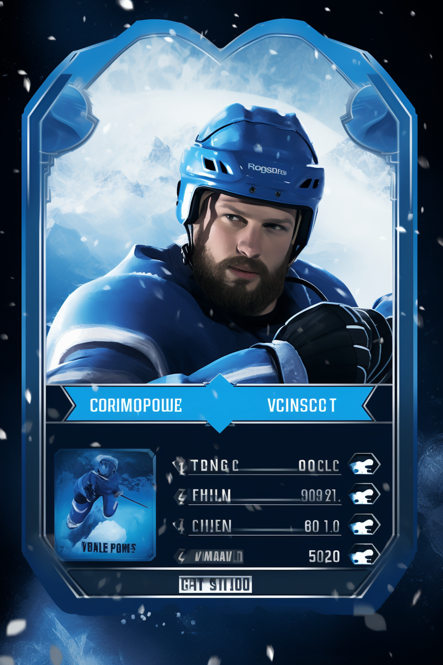 A blue-themed ice sports trading card