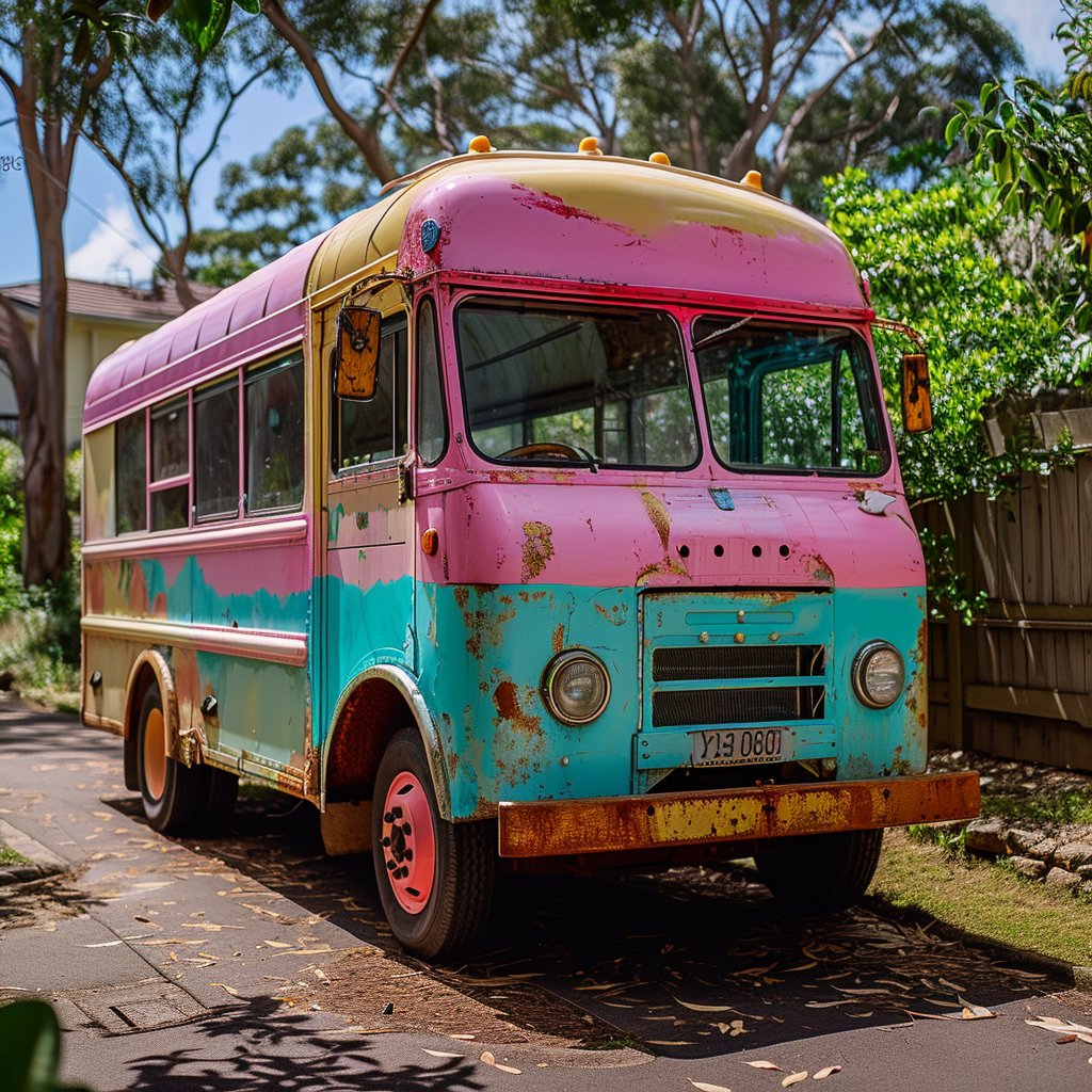 Colorful ice cream truck in Sydney suburbs