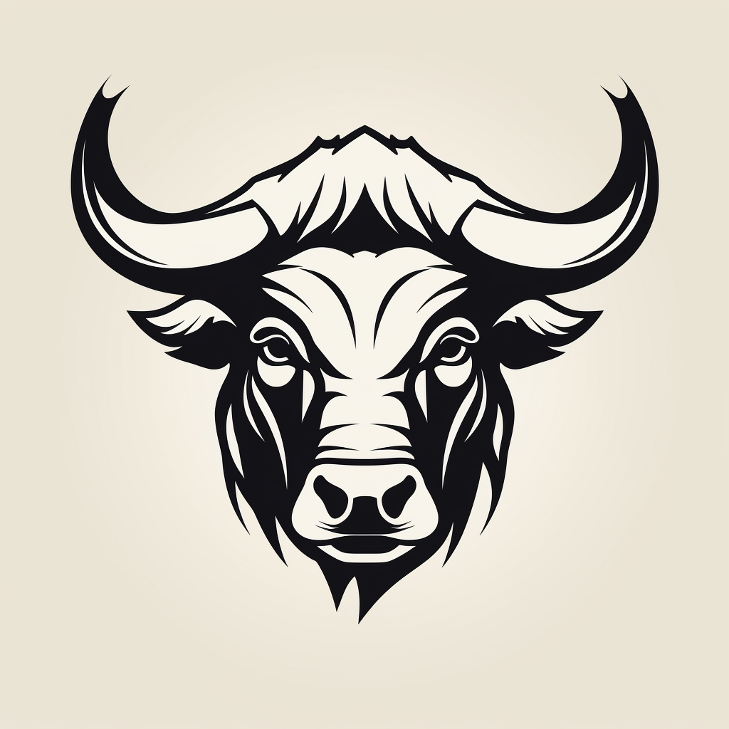 Black and white outline logo of a bull icon