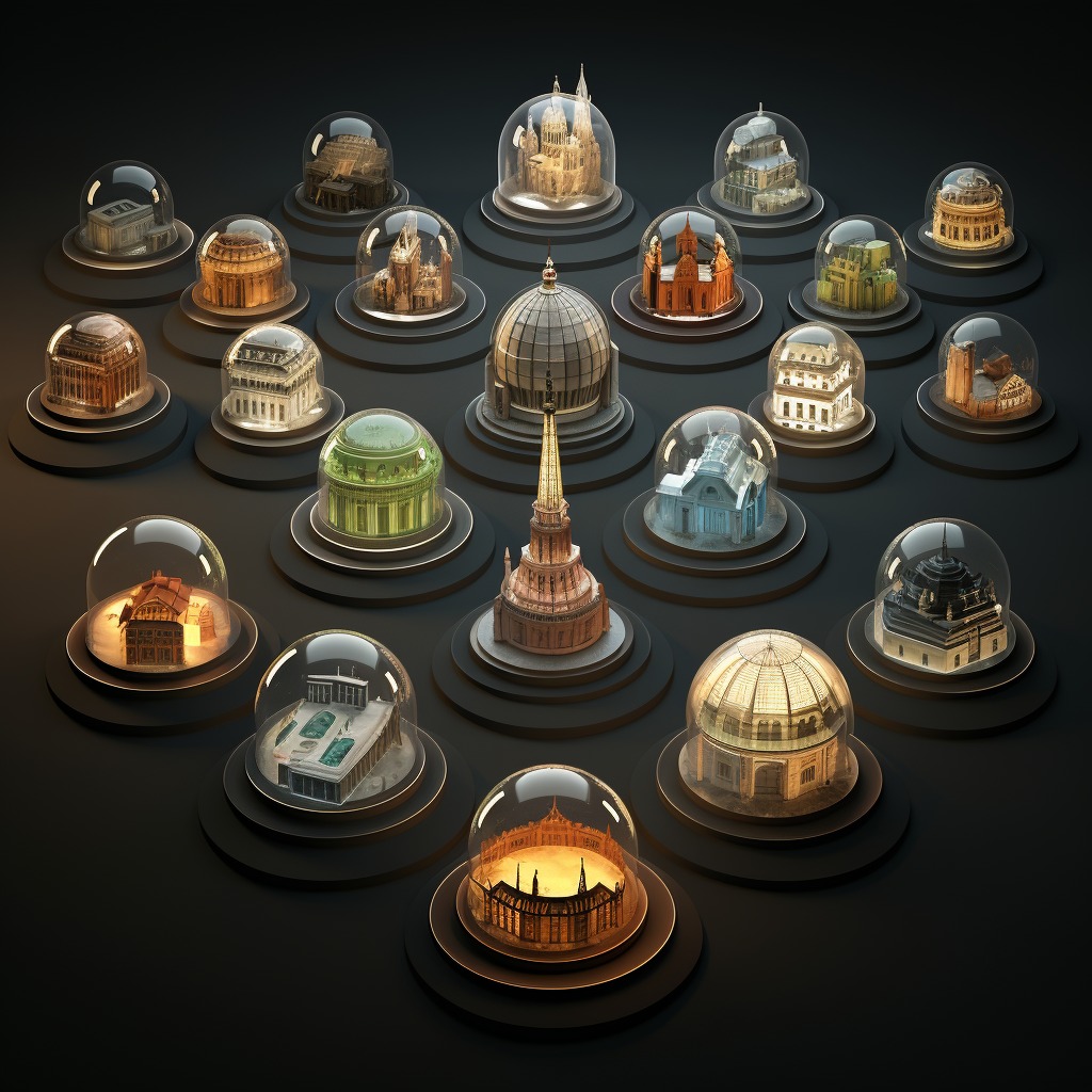 Iconic Monuments in Transparent Domes