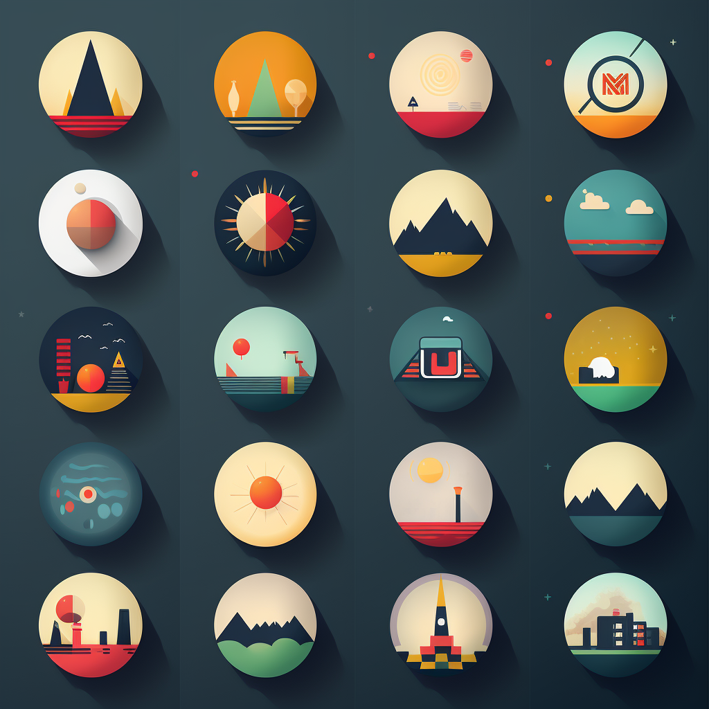 80s Retro Style Flat Icons