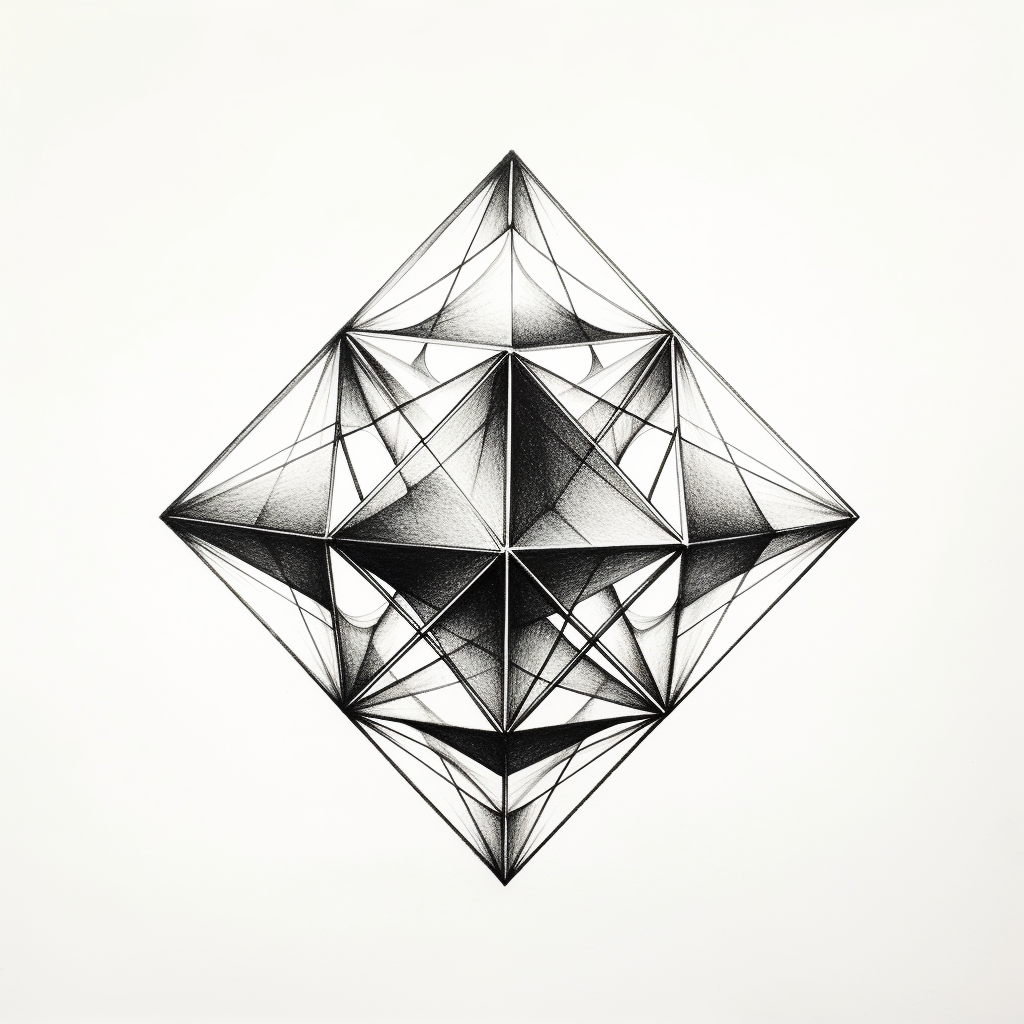 Icosahedron Line Drawing Art